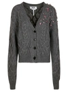 MSGM CRYSTAL EMBELLISHED WOVEN CARDIGAN,2942MDM218-96