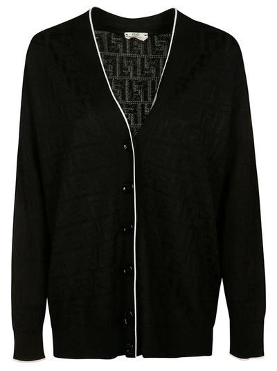 Fendi All-over Patterned Cardigan In Black