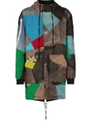 BY WALID HOODED PATCHWORK PARKA COAT