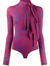 Mm6 Maison Margiela Zebra-stripe Bodysuit In Red
