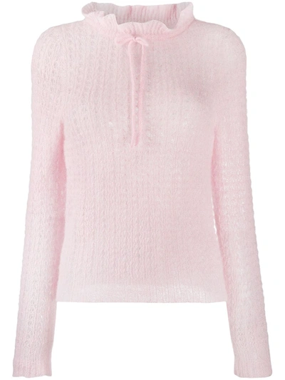 Philosophy Di Lorenzo Serafini Crocheted High-neck Jumper In Pink