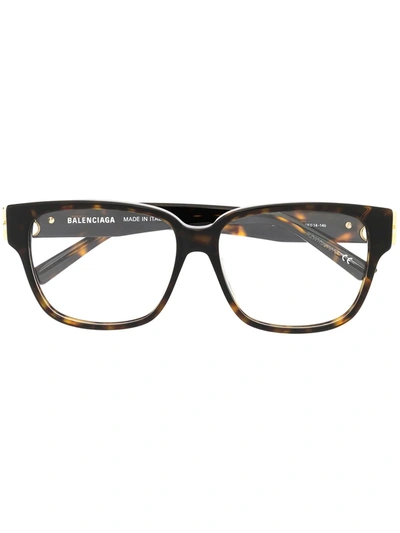 Balenciaga Tortoiseshell-effect Square-frame Glasses In Brown