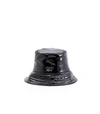 KARL LAGERFELD K/SIGNATURE BLACK PATENT LEATHER BUCKET HAT