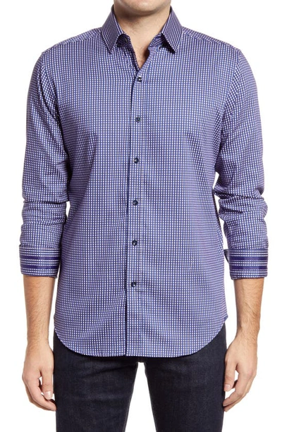 Robert Graham Charlie Tailored Fit Check Button-up Sport Shirt In Navy