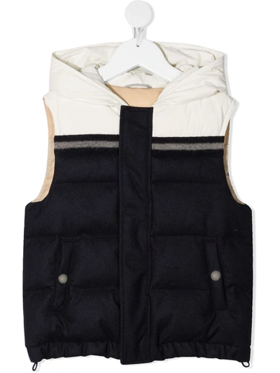 Brunello Cucinelli Kids' Two-tone Padded Gilet In Blue
