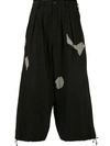 YOHJI YAMAMOTO RIPPED-EFFECT CROPPED TROUSERS