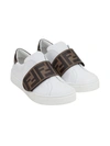 Fendi Ff Touch-strap Sneakers In White