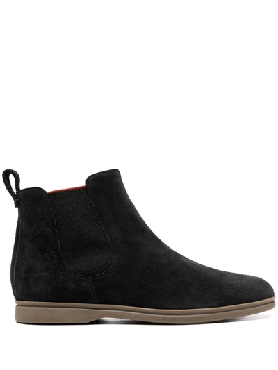 Loro Piana Slip-on Leather Boots In Black