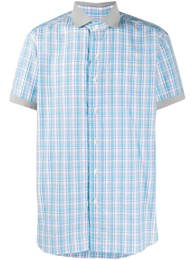 Brioni Check Button-up Shirt In Grey