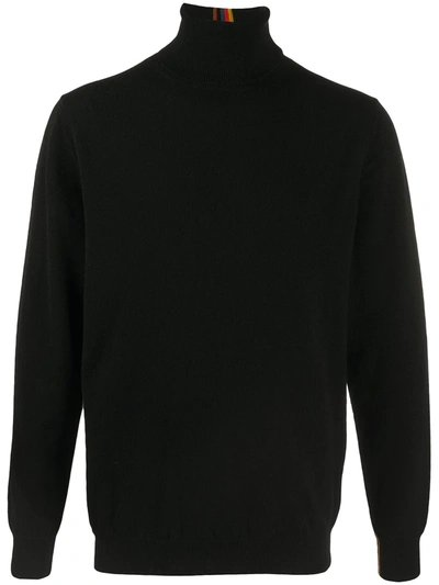 Paul Smith Mens Black Turtleneck Fine Purl Knit Cashmere Jumper M