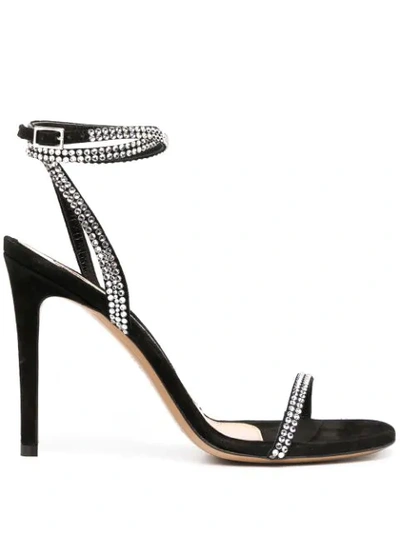 Alexandre Vauthier Carine Crystal-embellished Suede Sandals In Black