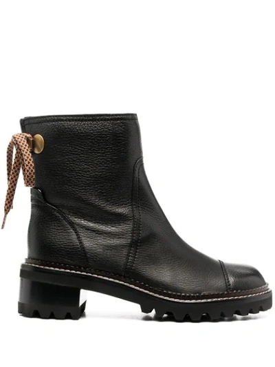See By Chloé Women's Aylin Leather Combat Boots In Black