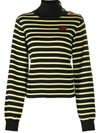RED VALENTINO BUTTON-DETAILED STRIPED ROLL NECK JUMPER
