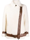 STAND STUDIO BELTED SHEARLING JACKET