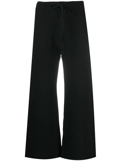 Nili Lotan Daphne Cropped Cotton-blend Wide-leg Track Pants In Black