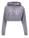 MM6 MAISON MARGIELA CROPPED HOODIE IN GREY