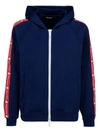 DSQUARED2 LOGO TAPE HOODIE IN BLUE
