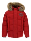 DSQUARED2 LOGO PATCH TECH FABRIC PADDED JACKET IN RED