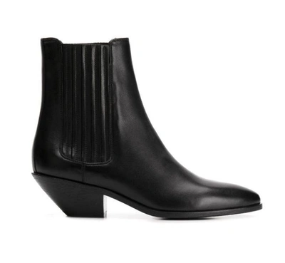 Saint Laurent Women's Black Leather Ankle Boots In Nero