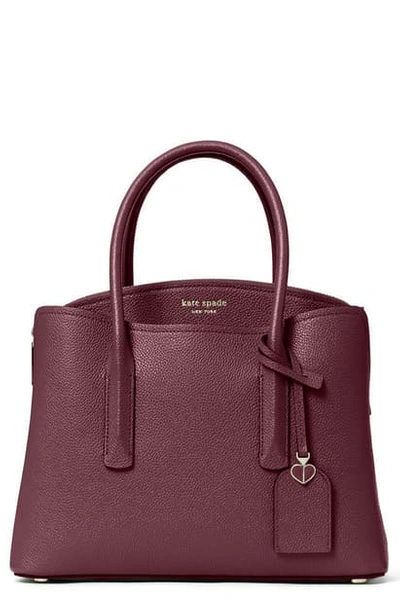 Kate Spade Medium Margaux Leather Satchel In Deep Cherry