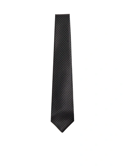 Kiton Gingham-motif Silk Tie In Fondo Verde Militare