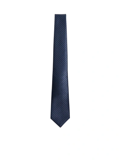 Kiton Gingham-motif Silk Tie In Fondo Blu