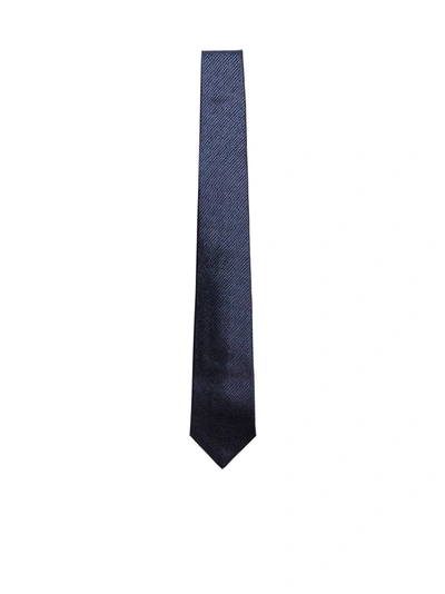 Kiton Chevron-motif Silk Tie In Blu Chiaro Spigato