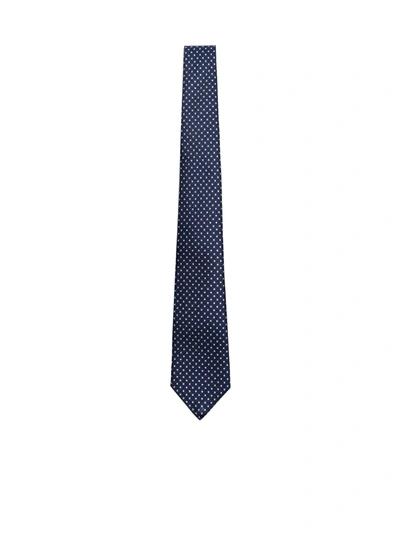 Kiton Polka-dot Silk Tie In Blu