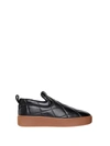 Bottega Veneta Leather Slip-on Sneakers In Black