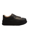 Jil Sander Black Vulcanized Sneakers In Black
