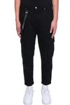 HELMUT LANG CROPPED CARGO PANTS IN BLACK COTTON,11581729