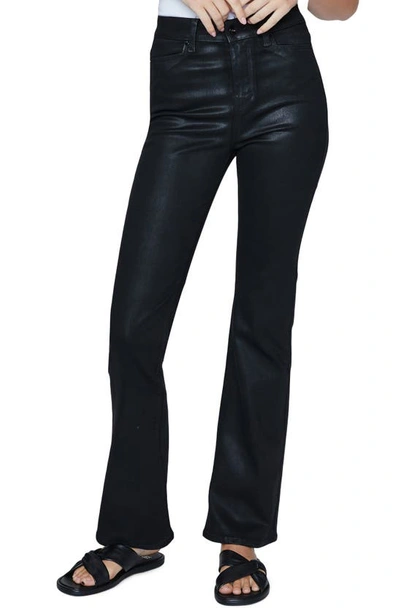 Paige Manhattan High Waist Coated Bootcut Jeans In Black Fog Luxe Coating