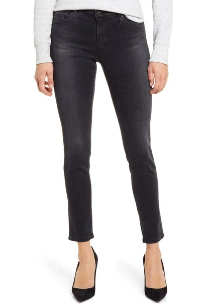 Ag Stretch-leather Skinny Pants In Black