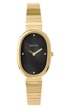 Breda Jane Genuine Stone Dial Gold Bracelet Watch In Black/gold