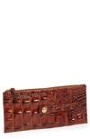 Brahmin Credit Card Melbourne Embossed Leather Wallet In Pecan
