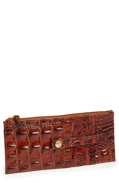 BRAHMIN BRAHMIN MELBOURNE CROC EMBOSSED LEATHER CARD WALLET,J86151