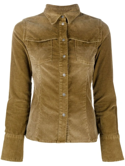 Diesel Button-up Corduroy Shirt In Neutrals