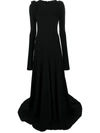 ANN DEMEULEMEESTER PADDED SHOULDER FLARED FLOOR LENGTH GOWN