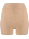 Cashmere In Love Alexa Ribbed-knit Biker Shorts In Neutrals