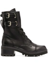 DKNY LACE-UP SIDE BUCKLE BOOTS