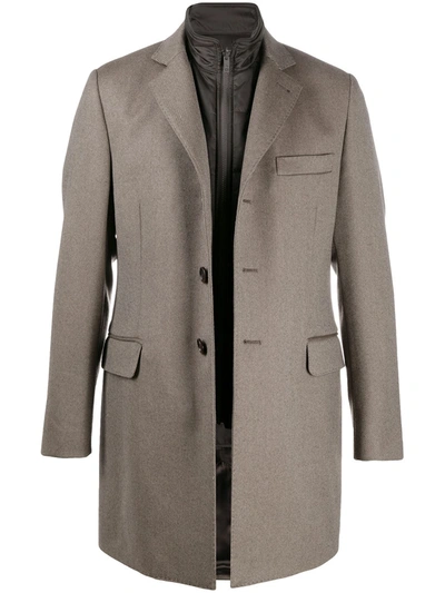 Fay Single-breasted Wool Coat In Neutrals