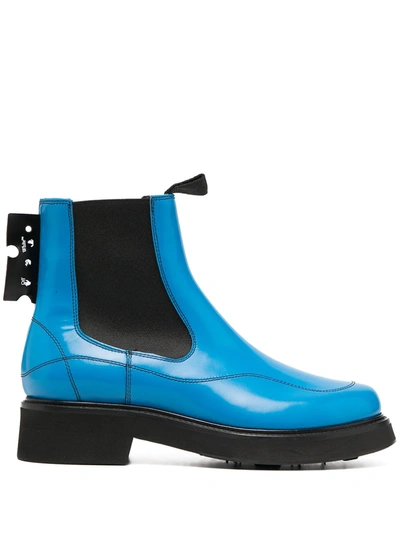 Off-white Logo Tag Chelsea Boots In Blue