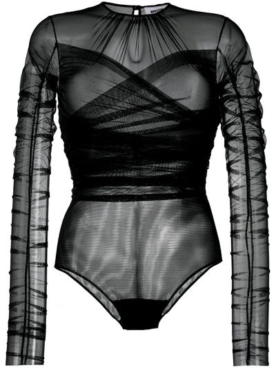 Brognano Sheer Tulle Bodysuit In Black