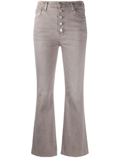 J Brand Cropped Flared Trousers In Grey