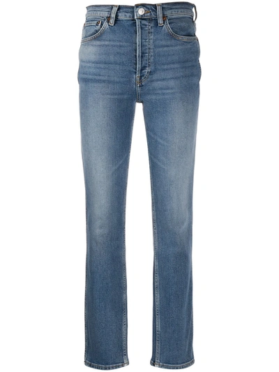 Re/done 70s High-rise Straight-leg Cropped Jeans In Indigostone