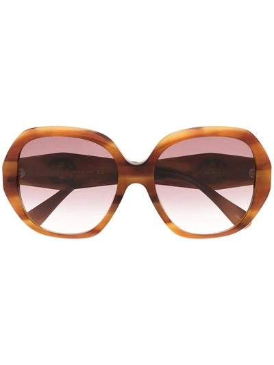 Gucci Tortoiseshell Oversized Sunglasses In Brown