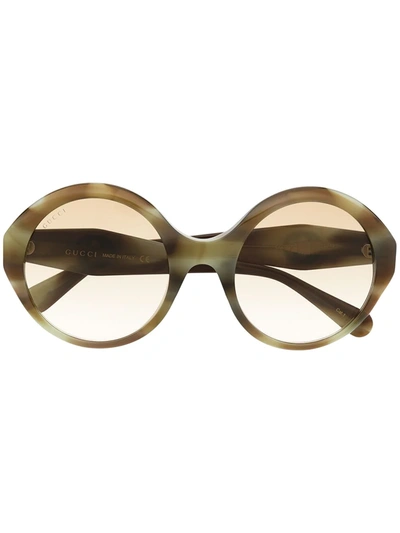 Gucci 0797s Round-frame Sunglasses In Braun