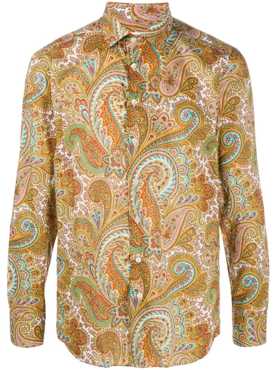 Etro Paisley-print Button-up Shirt In Gelb