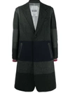 Valentino Single-breasted Patchwork Wool-blend Coat In Grey