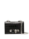 ALEXANDER MCQUEEN MINI JEWELLED CROCODILE-EMBOSSED SATCHEL